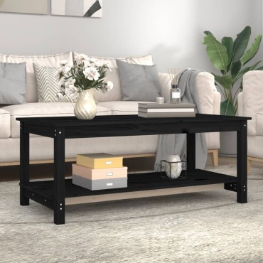 vidaXL Τραπεζάκι Σαλονιού Μαύρο 110x55x45cm από Μασίφ Ξύλο Πεύκου 1 τεμ.