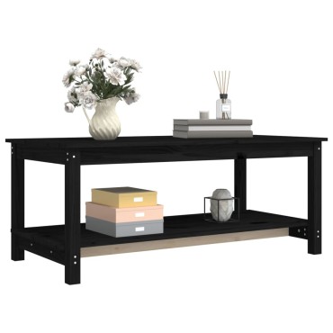 vidaXL Τραπεζάκι Σαλονιού Μαύρο 110x55x45cm από Μασίφ Ξύλο Πεύκου 1 τεμ.