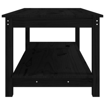 vidaXL Τραπεζάκι Σαλονιού Μαύρο 110x55x45cm από Μασίφ Ξύλο Πεύκου 1 τεμ.