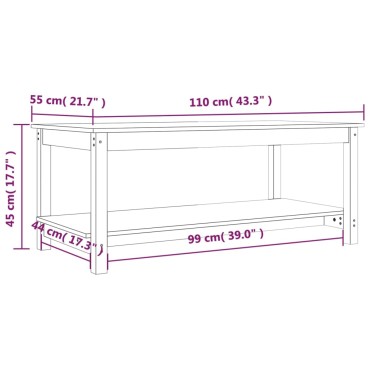 vidaXL Τραπεζάκι Σαλονιού Μαύρο 110x55x45cm από Μασίφ Ξύλο Πεύκου 1 τεμ.