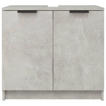vidaXL Ντουλάπι Μπάνιου Γκρι Σκυροδέματος 64,5x33,5x59cm Επεξ. Ξύλο 1 τεμ.