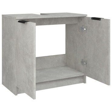 vidaXL Ντουλάπι Μπάνιου Γκρι Σκυροδέματος 64,5x33,5x59cm Επεξ. Ξύλο 1 τεμ.