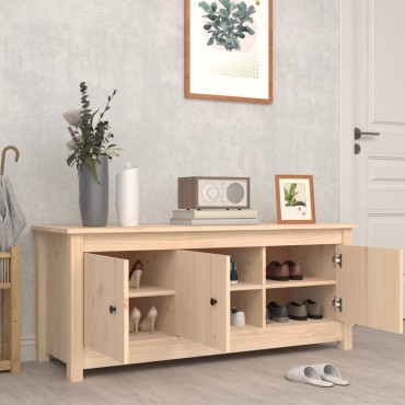vidaXL Παπουτσοθήκη 110x38x45,5cm από Μασίφ Ξύλο Πεύκου