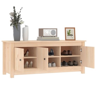 vidaXL Παπουτσοθήκη 110x38x45,5cm από Μασίφ Ξύλο Πεύκου