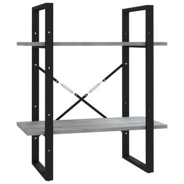 vidaXL Βιβλιοθήκη με 2 Ράφια Γκρι Sonoma 60x30x70cm Επεξεργ. Ξύλο 1 τεμ.