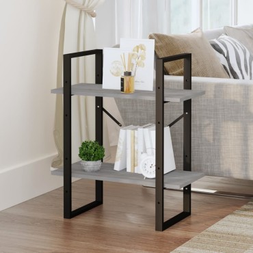 vidaXL Βιβλιοθήκη με 2 Ράφια Γκρι Sonoma 60x30x70cm Επεξεργ. Ξύλο 1 τεμ.