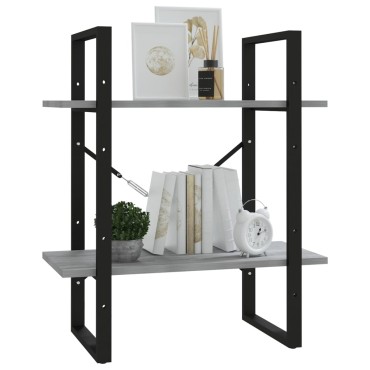 vidaXL Βιβλιοθήκη με 2 Ράφια Γκρι Sonoma 60x30x70cm Επεξεργ. Ξύλο 1 τεμ.