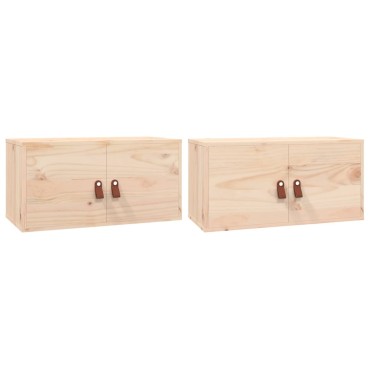 vidaXL Ντουλάπια Τοίχου 2 τεμ. 60x30x30cm από Μασίφ Ξύλο Πεύκου