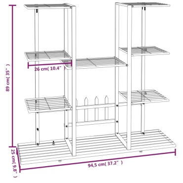 vidaXL Βάση Λουλουδιών Λευκή 94,5 x 25 x 89 εκ. Σιδερένια