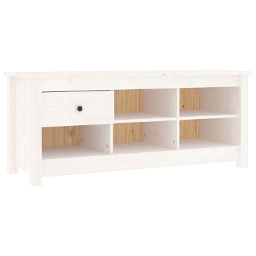 vidaXL Παπουτσοθήκη Λευκή 110x38x45,5cm από Μασίφ Ξύλο Πεύκου