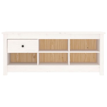 vidaXL Παπουτσοθήκη Λευκή 110x38x45,5cm από Μασίφ Ξύλο Πεύκου