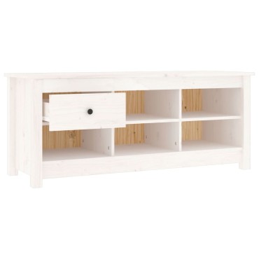 vidaXL Παπουτσοθήκη Λευκή 110x38x45,5cm από Μασίφ Ξύλο Πεύκου