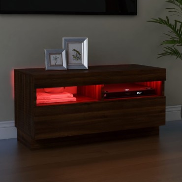 vidaXL Έπιπλο Τηλεόρασης με LED Καφέ Δρυς 80x35x40cm