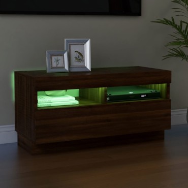 vidaXL Έπιπλο Τηλεόρασης με LED Καφέ Δρυς 80x35x40cm