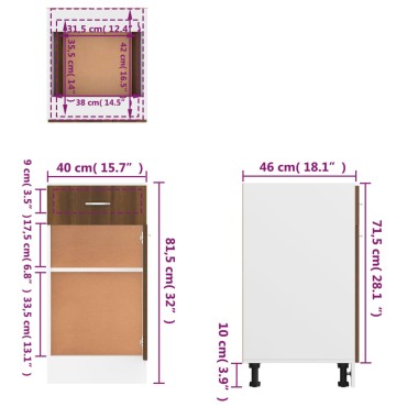 vidaXL Έπιπλο Με Συρτάρι Lyon Καφέ Δρυς 40x46x81,5cm