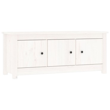 vidaXL Παπουτσοθήκη Λευκή 110x38x45,5cm από Μασίφ Ξύλο Πεύκου