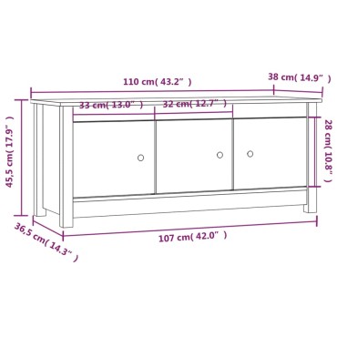vidaXL Παπουτσοθήκη Λευκή 110x38x45,5cm από Μασίφ Ξύλο Πεύκου