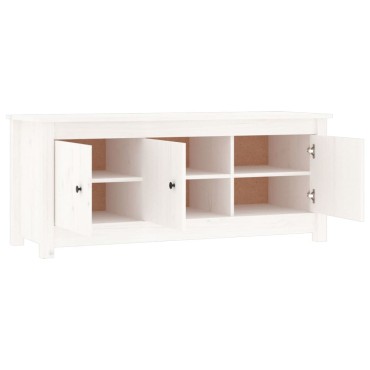 vidaXL Παπουτσοθήκη Λευκή 110x38x45,5cm από Μασίφ Ξύλο Πεύκου