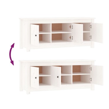vidaXL Παπουτσοθήκη Λευκή 110x38x45,5cm από Μασίφ Ξύλο Πεύκου