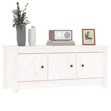 vidaXL Παπουτσοθήκη Λευκή 110x38x45,5cm από Μασίφ Ξύλο Πεύκου