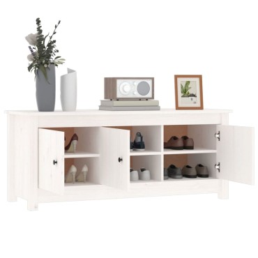 vidaXL Παπουτσοθήκη Λευκή 110x38x45,5cm από Μασίφ Ξύλο Πεύκου