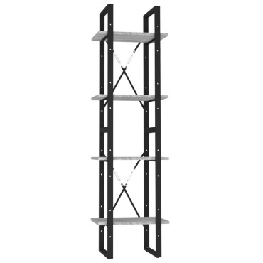 vidaXL Βιβλιοθήκη με 4 Ράφια Γκρι Sonoma 40x30x140cm Επεξεργ. Ξύλο 1 τεμ.