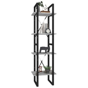 vidaXL Βιβλιοθήκη με 4 Ράφια Γκρι Sonoma 40x30x140cm Επεξεργ. Ξύλο 1 τεμ.