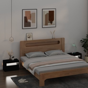 vidaXL Κομοδίνα με LED 2 τεμ. Μαύρο 60x35x40cm