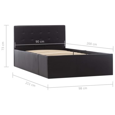 vidaXL Πλαίσιο Κρεβατιού με Αποθηκ. Χώρο Μαύρο 90x200 εκ. Συνθ. Δέρμα
