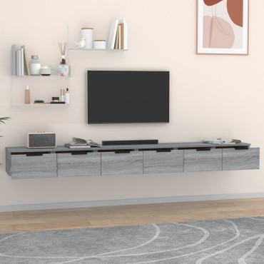vidaXL Ντουλάπια Τοίχου 2 τεμ. Γκρι Sonoma 102x30x20cm Επ. Ξύλο