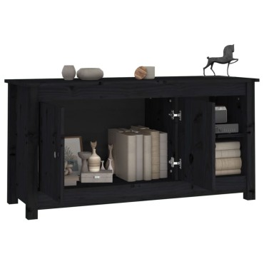 vidaXL Έπιπλο Τηλεόρασης Μαύρο 103x36,5x52cm από Μασίφ Ξύλο Πεύκου
