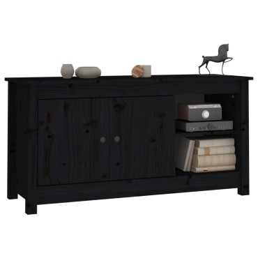 vidaXL Έπιπλο Τηλεόρασης Μαύρο 103x36,5x52cm από Μασίφ Ξύλο Πεύκου