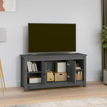 vidaXL Έπιπλο Τηλεόρασης Γκρι 103x36,5x52cm από Μασίφ Ξύλο Πεύκου