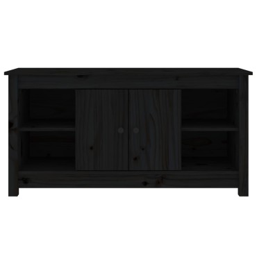 vidaXL Έπιπλο Τηλεόρασης Μαύρο 103x36,5x52cm από Μασίφ Ξύλο Πεύκου