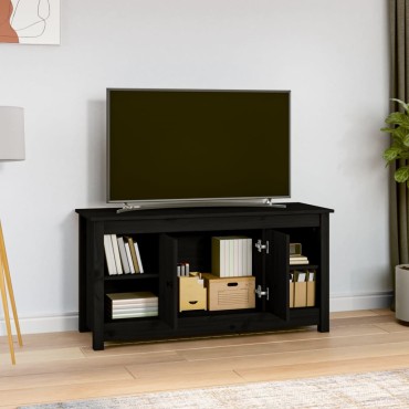 vidaXL Έπιπλο Τηλεόρασης Μαύρο 103x36,5x52cm από Μασίφ Ξύλο Πεύκου