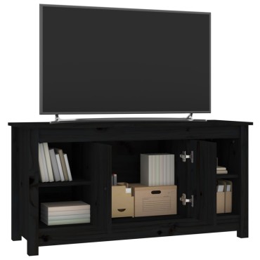 vidaXL Έπιπλο Τηλεόρασης Μαύρο 103x36,5x52cm από Μασίφ Ξύλο Πεύκου