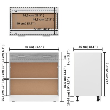 vidaXL Έπιπλο Με Συρτάρι Γκρι Sonoma 80x46x81,5cm Επεξεργ. Ξύλο