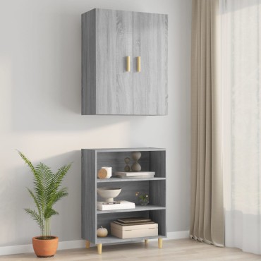 vidaXL Ντουλάπι Τοίχου Κρεμαστό Γκρι sonoma 69,5x34x90cm 1 τεμ.