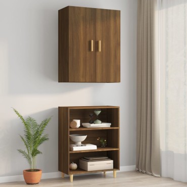 vidaXL Κρεμαστό Ντουλάπι Τοίχου Καφέ Δρυς 69,5x34x90cm Επεξ. Ξύλο 1 τεμ.
