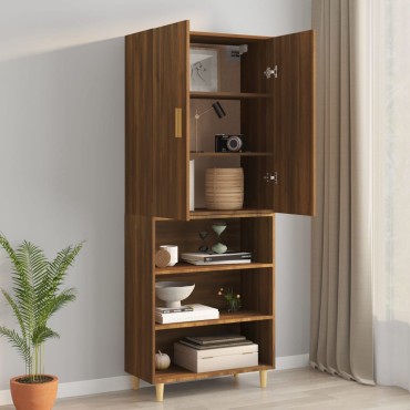 vidaXL Κρεμαστό Ντουλάπι Τοίχου Καφέ Δρυς 69,5x34x90cm Επεξ. Ξύλο 1 τεμ.