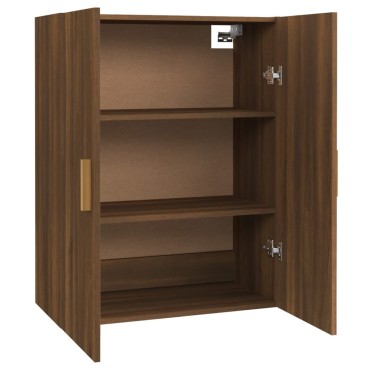 vidaXL Κρεμαστό Ντουλάπι Τοίχου Καφέ Δρυς 69,5x34x90cm Επεξ. Ξύλο 1 τεμ.