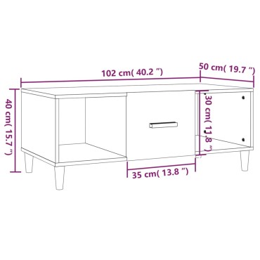 vidaXL Τραπεζάκι Σαλονιού Καπνιστή Δρυς102x50x40cm Επεξεργασμ.Ξύλο 1 τεμ.