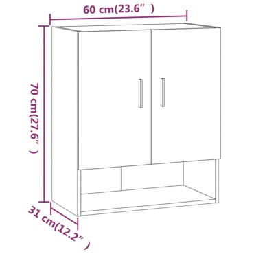vidaXL Ντουλάπι Τοίχου Γκρι Sonoma 60x31x70cm Επεξεργασμένο Ξύλο 1 τεμ.