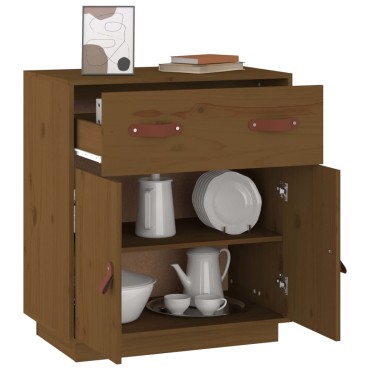 vidaXL Ντουλάπι Καφέ Μελί 65,5x40x75cm από Μασίφ Ξύλο Πεύκου 1 τεμ.