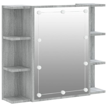 vidaXL Έπιπλο Καθρέπτη με LED Γκρι Sonoma 70x16,5x60cm 1 τεμ.
