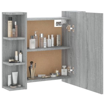 vidaXL Έπιπλο Καθρέπτη με LED Γκρι Sonoma 70x16,5x60cm 1 τεμ.