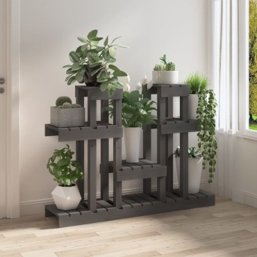 vidaXL Βάση Γλάστρας Γκρι 104,5x25x77,5 εκ. από Μασίφ Ξύλο Πεύκου
