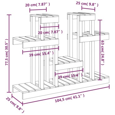 vidaXL Βάση Γλάστρας Γκρι 104,5x25x77,5 εκ. από Μασίφ Ξύλο Πεύκου