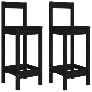 vidaXL Καρέκλες Μπαρ 2 τεμ. Μαύρο 40x41,5x112cm Μασίφ Ξύλο Πεύκου