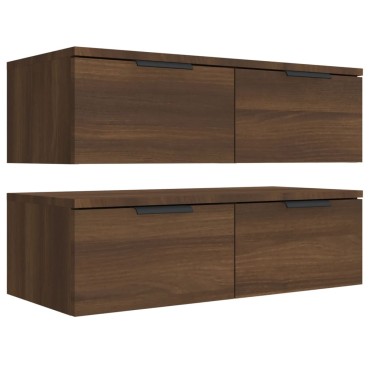 vidaXL Ντουλάπια Τοίχου 2 τεμ. Καφέ δρυς 68x30x20cm Επεξ. Ξύλο